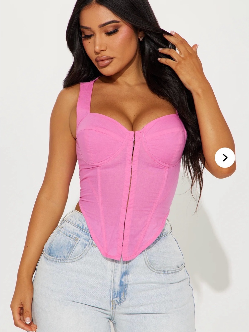 Fashion Nova Hot Pink Corset Tank with Front Zip
